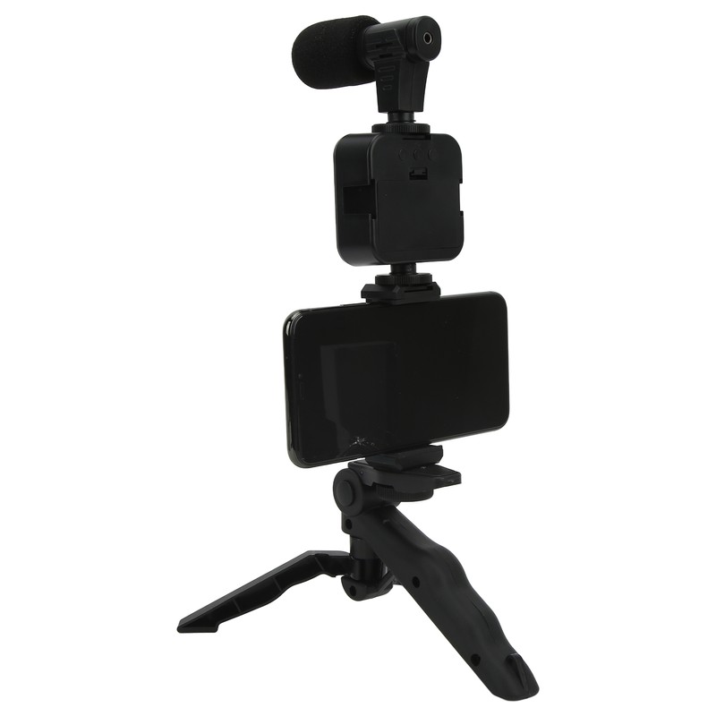 Smartphone Video Kit Tripod Mobile Phone Clip Fill Light Microphone