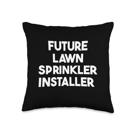 Future Lawn Sprinkler Installer Throw Pillow, 16x16, Multicolor