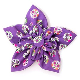 The Worthy Dog Skeletons Flower for Dog Cats Pets Wedding Birthday Party Attachable Collar Decor Sliding Accessories - Large, Purple