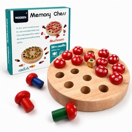 Juego de memoria de hongos, juguetes Montessori, juego de mesa de ajedrez de memoria