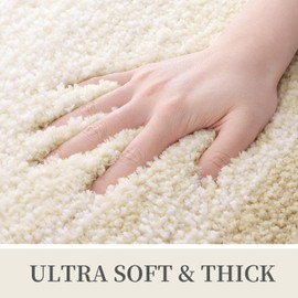 OLANLY Luxury Microfiber Bath Mat, Extra Soft and Absorbent Bathroom Mat, Non-Slip Plush Shaggy Bathroom Rug, Machine Wash Dry, Bath Rugs for Bathroom Floor, Tub and Shower, 20x30, Light Beige