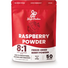 Jungle Powders Freeze Dried Raspberry Powder 7 Ounce Bag, Powdered Unsweetened Freeze Dried Raspberries, Additive, Filler, and GMO-Free Red Superfood Extract for Baking