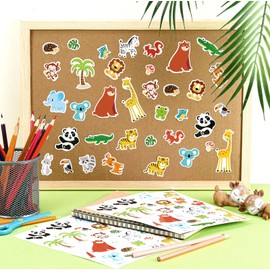 Frienda 500 Pcs Jungle Animals Stickers for Kids Zoo Stickers Safari Animal Stickers for Kids Toddlers Adults Gifts Home Classroom Nursery Zoo Party Supplies Decorations
