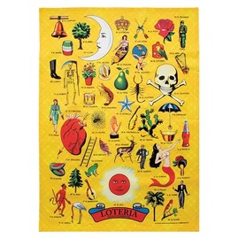 The Unemployed Philosophers Guild Lotería - Toalla de cocina 100% algodón con ilustraciones del juego de mesa mexicano, 18 x 25.5 pulgadas