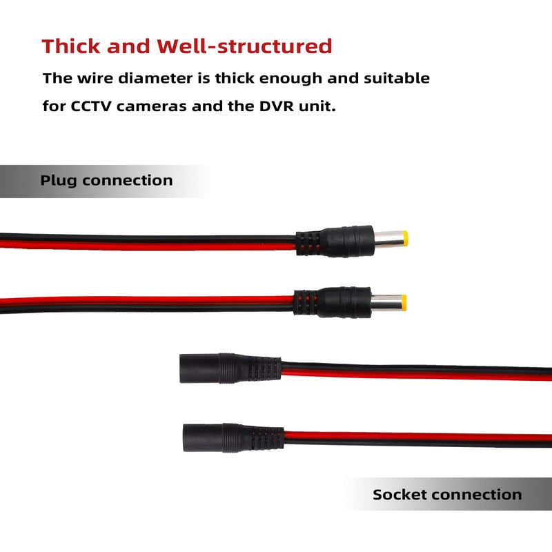 TNSLAND 6 Pairs DC Cable, 18AWG DC 12V 5A 5.5