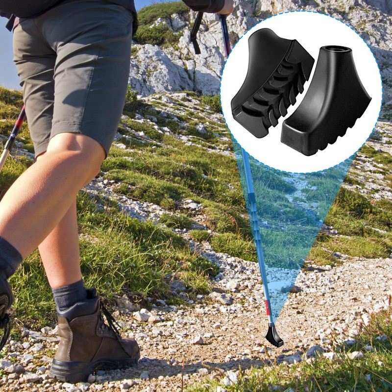 Trekking Pole Rubber Tips - Protective Walking Cane Tip |