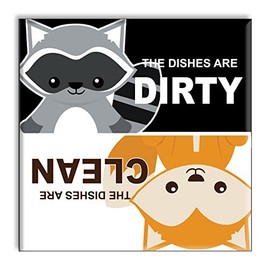 Dishwasher Magnet Clean Dirty Sign, Strong Clean and Dirty Magnet for Dishwasher (Cute Woodland Animals)