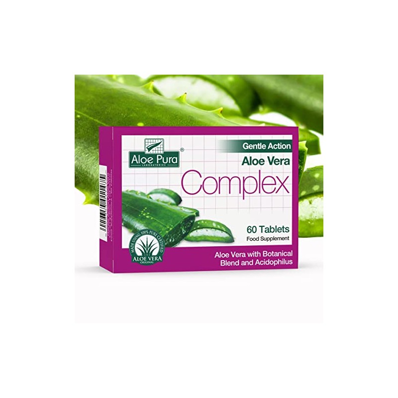 Aloe Pura Aloe Vera Gentle Action Complex Tablets, Natural, Vegetarian,