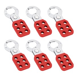 TOKCKYBL Lock Out Tag Out Hasp, Steel Tamper-Proof Loto Hasp with Extended Jaw, Safety Lockout Kit with 6 Holes Interlock, Padlock Latch（6 Pack ，Red）