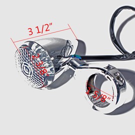 LeeMas 4PCS Chrome Plate Front Rear LED Bullet Turn Signal Light 41mm Plastic Fork Clamp Indicator Blinker FitS for Harley Sportster Dyna Bobber Suzuki Kawasaki Cruiser Street Custom Bike