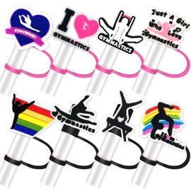 8Pcs Gymnastics Straw Toppers for Tumbles, 10mm Straw Cover Caps Compatible with 30&40 Oz Tumbler with Handle, Drinking Straw Covers Cap for Tumbles Cups Accessories (Gymnastics)