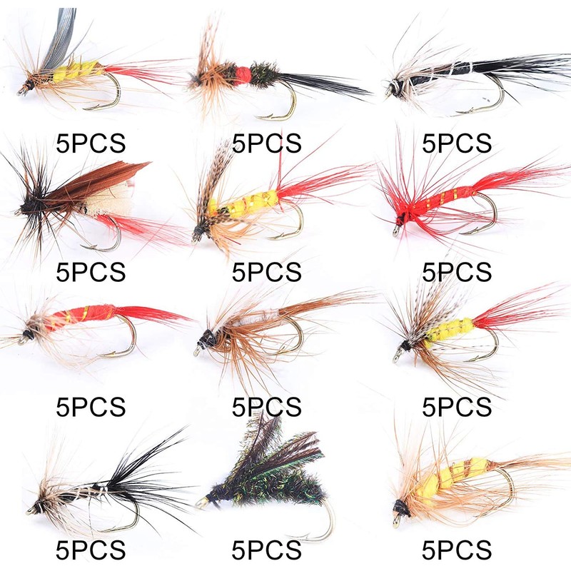 Maxcatch 120 pcs Fly Fishing Flies Kit Handmade Assortment Dry/Wet