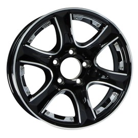 eCustomrim 2-Pack Aluminum Trailer Wheels 14X5.5 5 Lug 4.5 Center Thoroughbred Black Chrome Accent