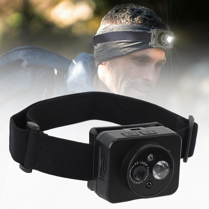 Head Mounted Action Camera, 1080P LED Headlamp, Night Light, Elastic