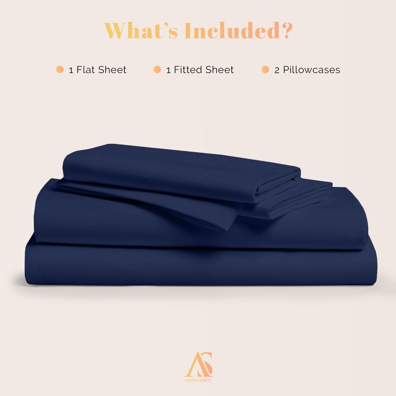 Ashton Sheets 100% Egyptian Cotton Sheets Queen Size Bed Set