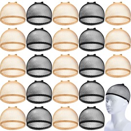 50 Pieces Wig Caps Mesh Net Wig Cap Stocking Wig Caps Stretchy Nylon Wig Caps Liner Weaving Caps Close End Fishnet Wig Cap for Women Girls Men (Black and Light Brown)