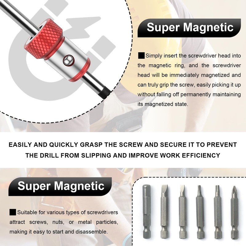 CCJZBCAU Magnetic Screwdriver Ring Instant Magnetizer Stainless Steel Anti-Slip Strong