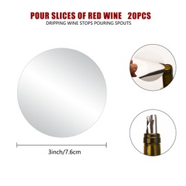 Wine Pourer Disc,Silver Wine Pourer and Stopper Discs Aluminum Foil Reusable Wine Bottle Pouring Disc Thin Drip Stop Pour Spout Card for Wine Beverage Liquid Dispenser (20)