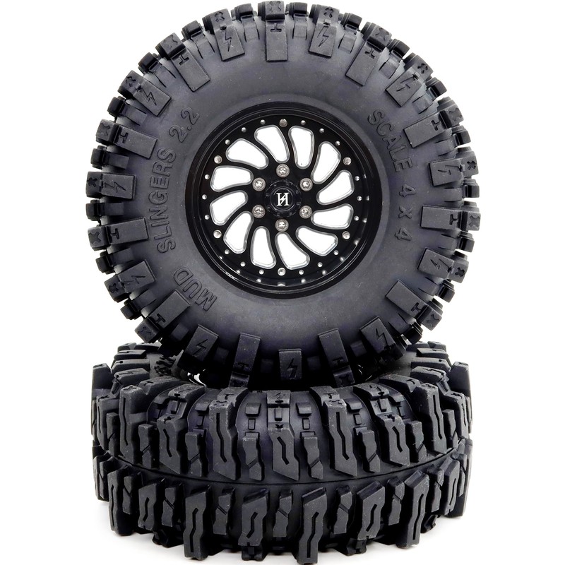 HOBBYSOUL 2.2 Beadlock Wheels and Tires 124mm Tall Tyres, Mud