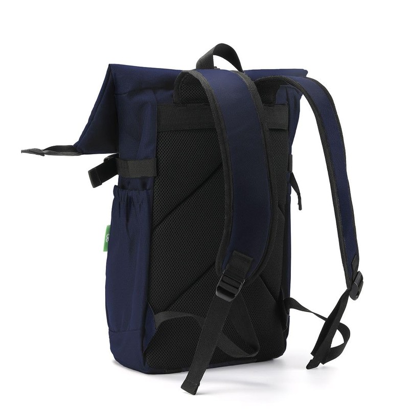 ECO CHIC Waterproof Recycled Canvas Roll Top Backpack (Navy)
