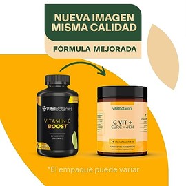 VitalBotanics Vitamina C, Naranja, Cúrcuma y Jengibre, 200 Cápsulas de 500mg, Multivitamínico, Suplementos Alimenticios, Vitaminas para Mujer y Hombre