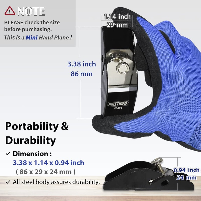 FIRSTINFO Mini Hand Plane Small Lightweight Steel Body Trimming Plane