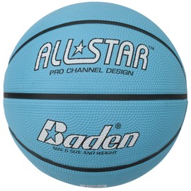 Baden Women's Light All Star Deluxe Rubber Basketball, Indoor and Outdoor Ball, Blue and White, Size 6