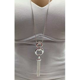 Chico's Beautiful  Silver pendant With Tassel Necklace NEW