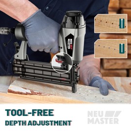 NEU MASTER Pneumatic Brad Nailer, 18 Gauge Nail Gun Fires 5/8-Inch to 2-Inch Brad Nails with Carrying Case, Safety Glasses, 800pcs Nails