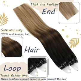 Ugeat Extensiones Cabello Real #2/6/12 Balayage Marrón 14in 50gr