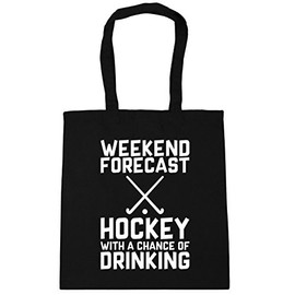 Hippowarehouse Weekend Forecast Hockey With a Chance of Drinking Tote Shopping Gym Beach Bag 42cm x38cm, 10 litres
