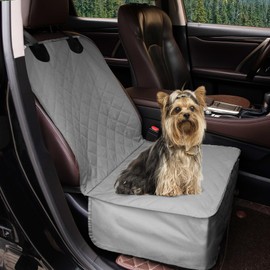 PureFit Waterproof Pet Car Seat Covers Scratch-Proof Front Seat Dog Cover Non-Slip Bucket Seat Covers Fits for Cars, Trucks, Jeep and SUVs, Grey