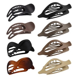 SYEYCW 8 Pcs Hair Claw Clips Women, 3 Styles Flat Hair Clips, Strong Hold Non-Slip Grip Hair Claws, French Matte Flat Hair Clamps, Large Clip for Thick Thin Hair, Clip Hair for Women and Girls