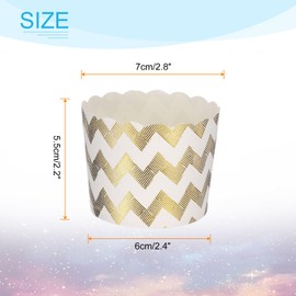 HARFINGTON 100Pcs Paper Baking Cups 6oz Cupcake Wrappers Scalloped Muffins Cases Liners Disposable Greaseproof Containers for Birthday Party, Gold Wave