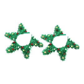 WOONEKY 2pcs Sparkly Sequin Christmas Tree Headband Festive Holiday Hair Accessory for Women for Parties Dances Family Gatherings Holiday Costume Decoration