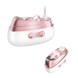 Automatic Electric Nail Clipper & Polisher with Built-in Storage, LED Light, 2 Speeds – Toenail Trimmer for Baby/Seniors, Ideal Gift for Family and Friends (White)