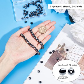 PandaHall Over 105 Pieces 8 mm Natural Hematite Beads Natural Crystal Beads Stone Gemstone Round Loose Energy Beads with Free Crystal Cord for Jewellery Making