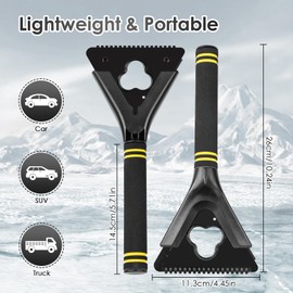 Qoosea Ice Scraper for Car Windshield, Scratch Free Snow Shovel to Remove Snow, Frost, and Ice, Window Snow Remover Tool with Foam Handle for Car SUV and Small Truck