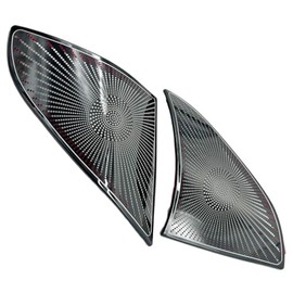 S SIZVER Interior Black Chrome Polished Steel Front Triangle Speaker Round Cover Mesh Grille Compatible with Model 3