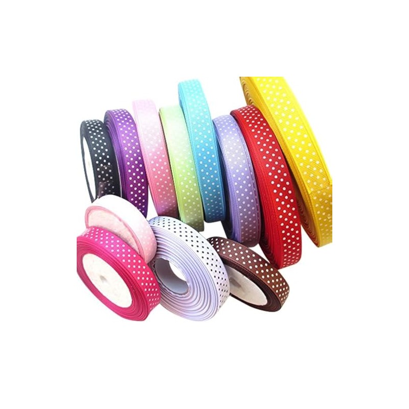 Chenkou Craft 24 Yards 5/8" Dot Grosgrain Ribbon Total 12