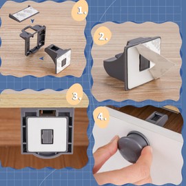 Child Safety Adhesive Magnetic Cabinet Locks, No Screws or Drilling, Baby Proof Locks for Cabinets and Drawers, 10 Locks and 2 Keys