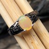 Genuine Ethiopian Opal Cabochan, Black Spinel 925 Solid Sterling Silver