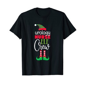 Urology Nurse Elf Crew Christmas Matching PJs Nursing T-Shirt, black