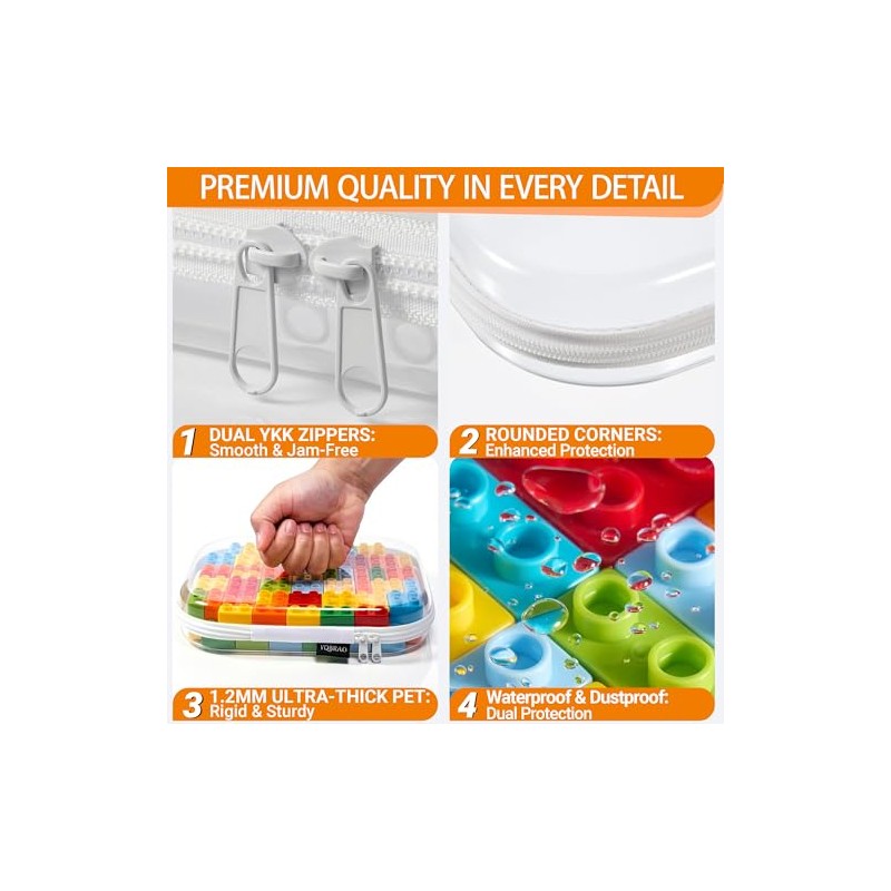 6 Pack Clear Hard Shell Zipper Cases - Ultimate Organizer