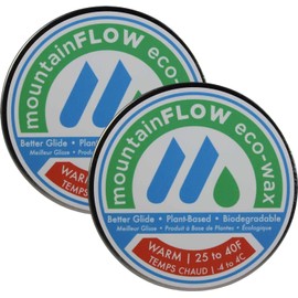 mountainFLOW Plant-Based, Biodegradable, Petroleum Free Ski/Snowboard Hot Rub-On Quick Wax, Warm (25 to 40F | -4 to 4C) 2-Pack