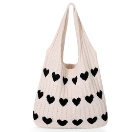 JASGOOD Crochet Beach Bags for Women Knit Summer Vacation Tote Bag Aesthetic Tote Boho Shoulder Handbag