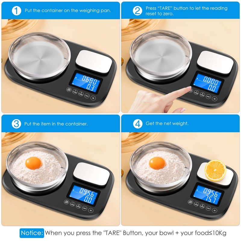 AMIR Digital Kitchen Scale, Large Dual Platform 10kg & 1kg