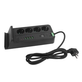 European Power Strip Wireless Charging USB TYPE C 4 Way 4000W 16A Outlet Strip  110‑ 2m Cable Black