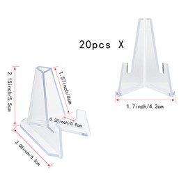 yuntop 20 Packs Acrylic Easel Stands Challenge Coin Display Stand Mini Clear Coin Holder for Displaying Hold Small Artworks, Coins, Pocket Watches, Challenge Medals(2.12x 1.4 Inch)
