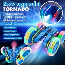RC Stunt Cars Remote Control Car Double-Sided Driving 360-degree Flips Rotating Car Toy with LED Lights & Four-Wheel Drive for Extreme Adventures